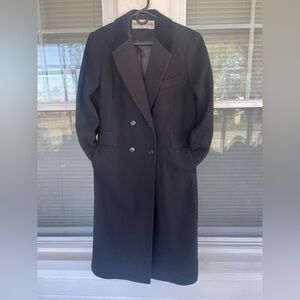 Double Breasted 100% Wool Black Trench Coat